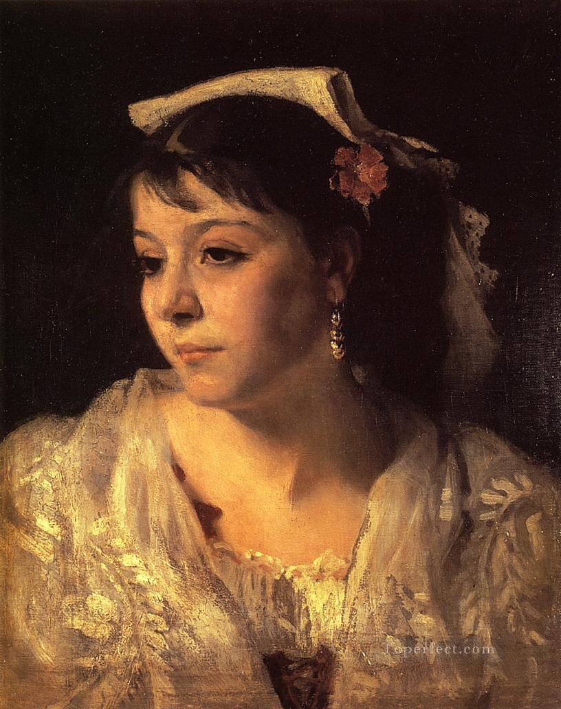 Cabeza de un retrato de mujer italiana John Singer Sargent Pintura al óleo
